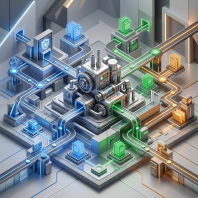 Machinery Regulation 2027: What to Do If Harmonised Standards Are Not Cited by 20 January Futuristic machine routing colored data pathways through connected document nodes